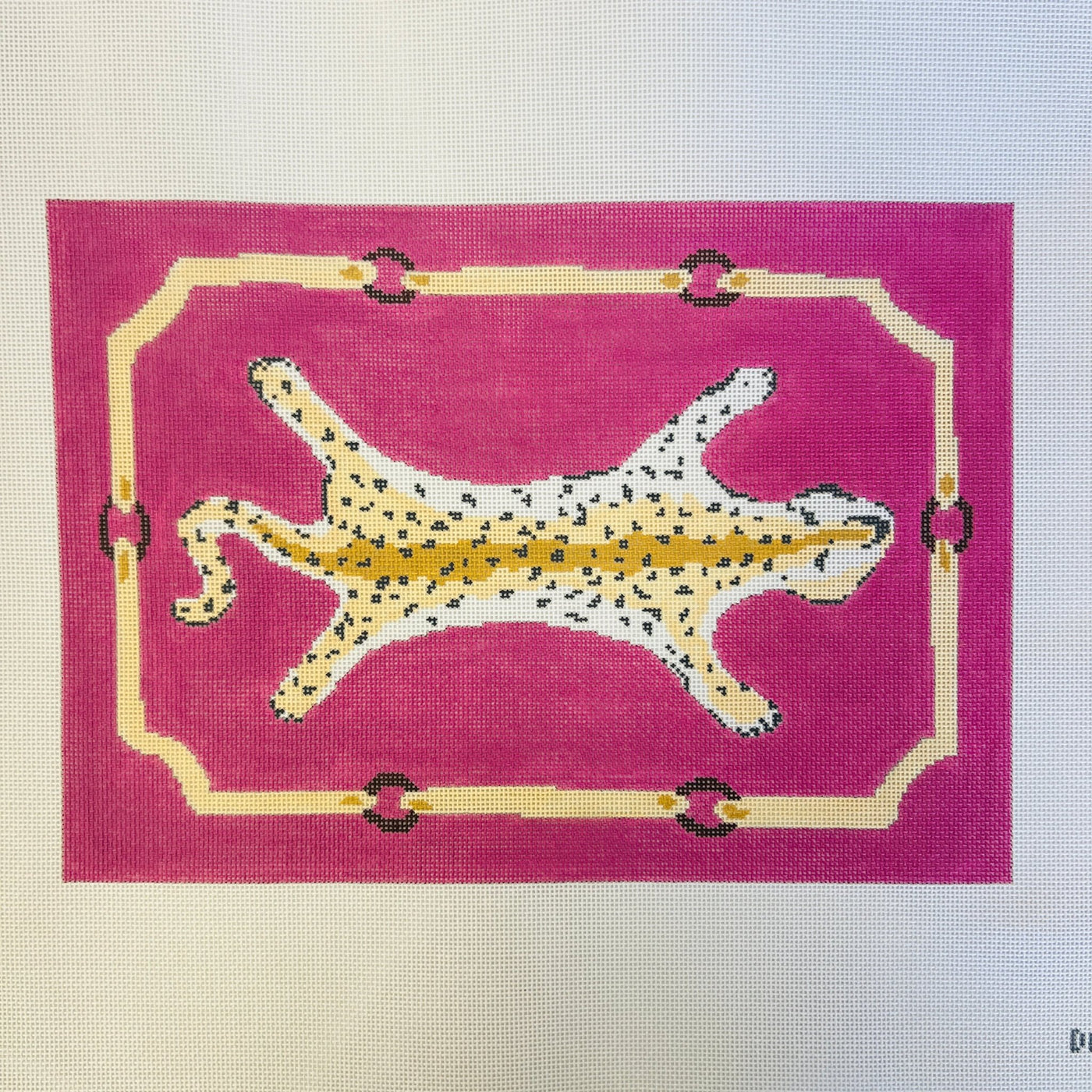 Leopard Clutch in Pink needlepoint canvas - Bargello Needlepoint