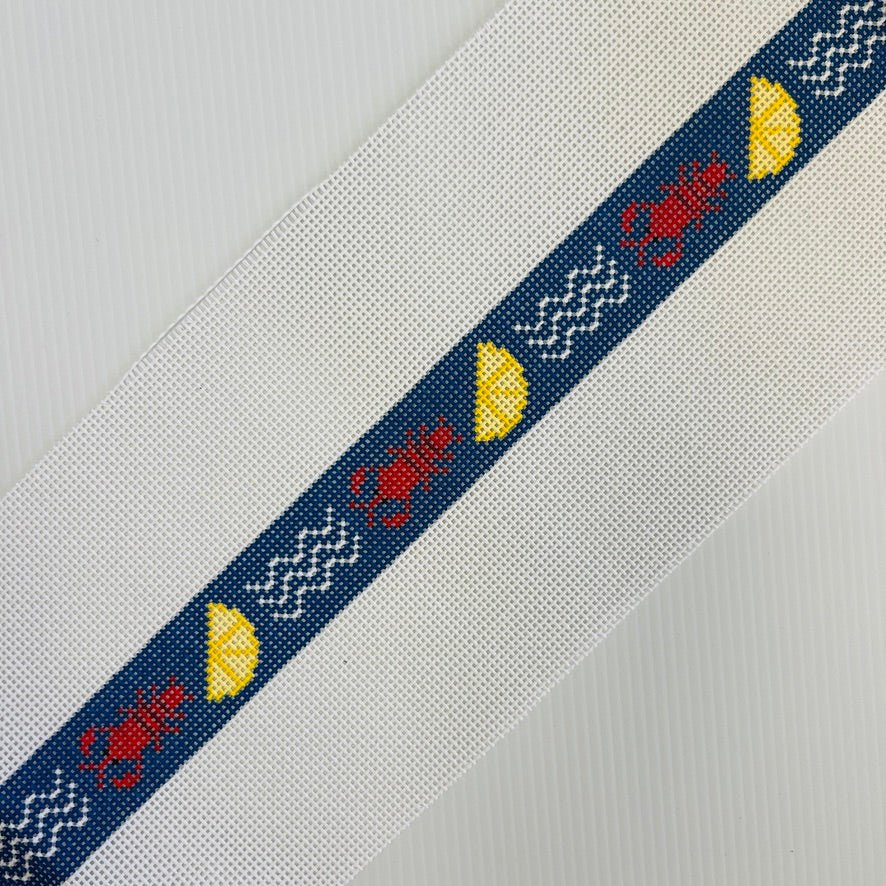 LOBSTER DINNER HAT STRAP/BELT (NAVY) needlepoint canvas - Bargello Needlepoint