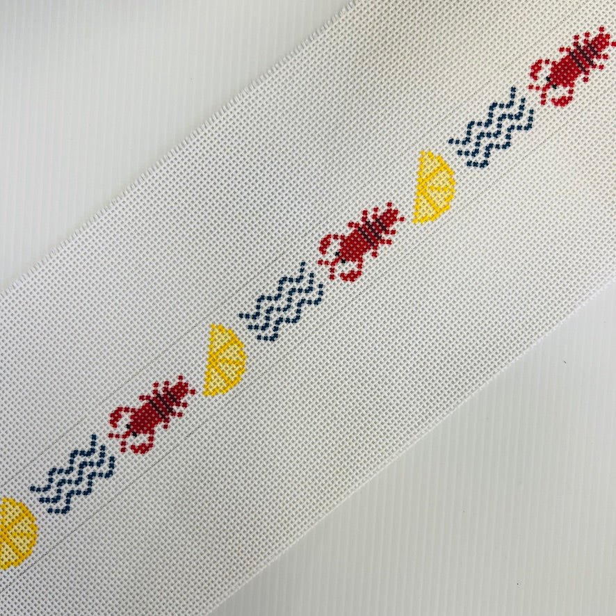 LOBSTER DINNER HAT STRAP/BELT (WHITE) needlepoint canvas - Bargello Needlepoint