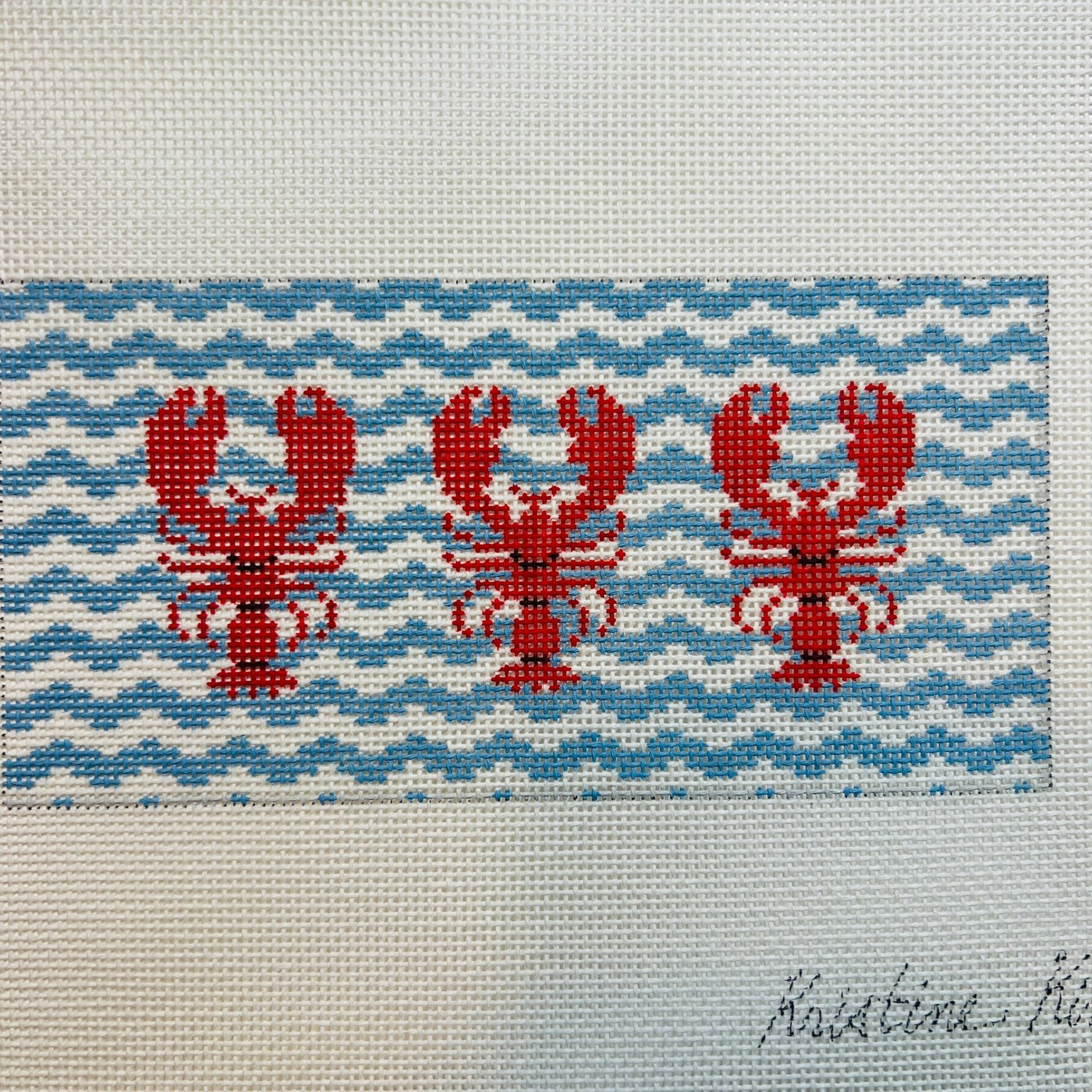 Lobster on Waves Insert needlepoint canvas - Bargello Needlepoint