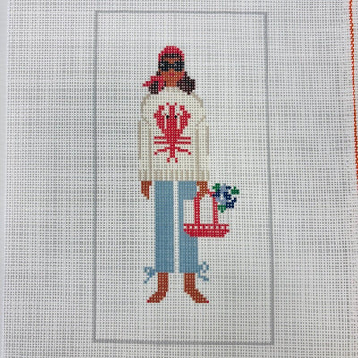 Lobster Sweater & Pants - Pig Tails Eyeglass Case needlepoint canvas - Bargello Needlepoint