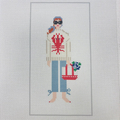 Lobster Sweater & Pants - Pony Tail Eyeglass Case needlepoint canvas - Bargello Needlepoint