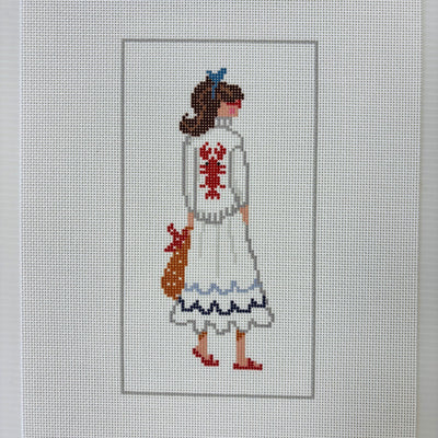 Lobster Sweater & Skirt - Pony Tail Eyeglass Case needlepoint canvas - Bargello Needlepoint