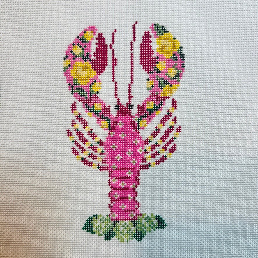 Lola The Lobster Pink needlepoint canvas - Bargello Needlepoint
