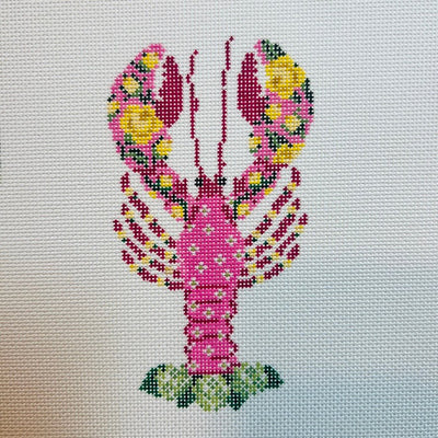 Lola The Lobster Pink needlepoint canvas - Bargello Needlepoint