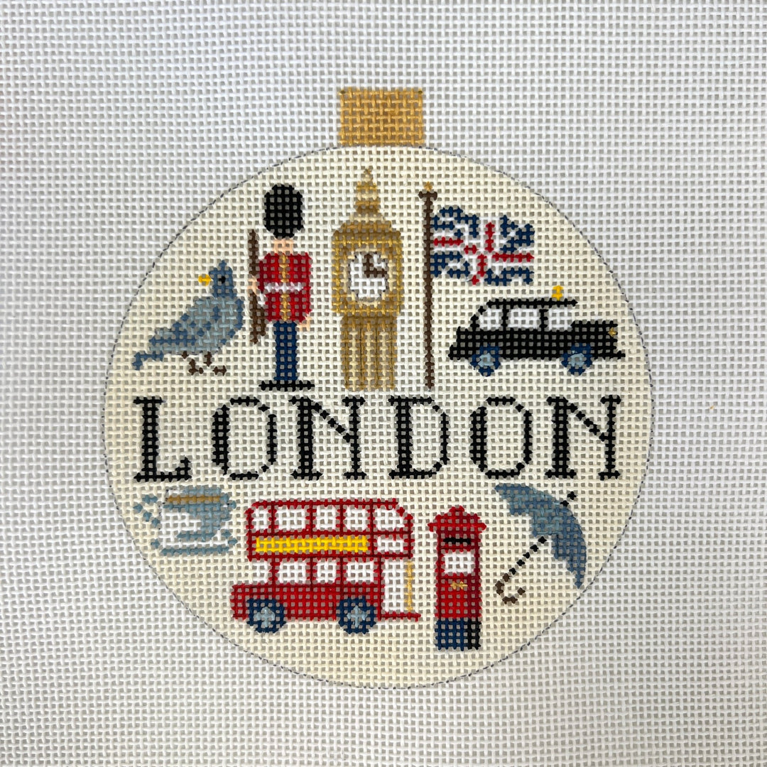 London Travel Round Ornament Needlpoint Canvas – Bargello Needlepoint