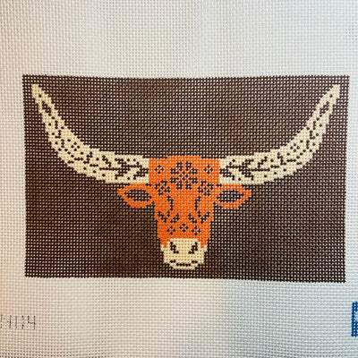 Longhorn on Brown needlepoint canvas - Bargello Needlepoint