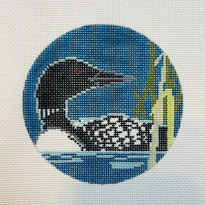 Loon Round/Ornament needlepoint canvas - Bargello Needlepoint