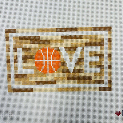 LOVE BASKETBALL ACRYLIC CLUTCH needlepoint canvas - Bargello Needlepoint