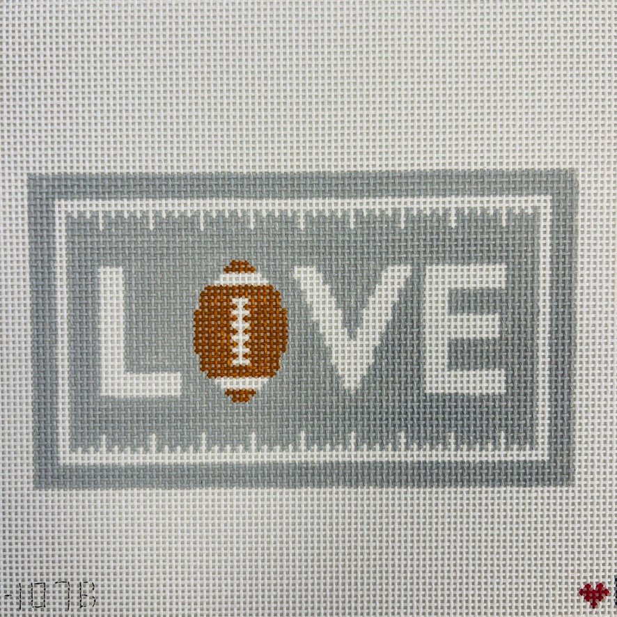 LOVE FOOTBALL ACRYLIC CLUTCH INSERT (GRAY) needlepoint canvas - Bargello Needlepoint