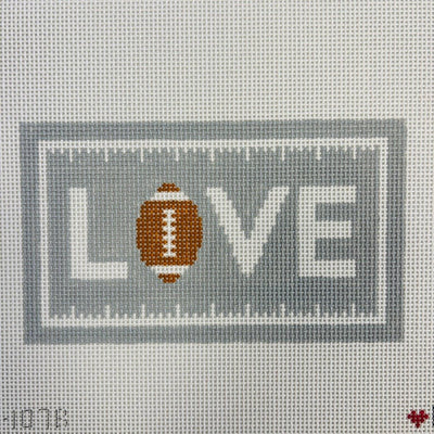 LOVE FOOTBALL ACRYLIC CLUTCH INSERT (GRAY) needlepoint canvas - Bargello Needlepoint