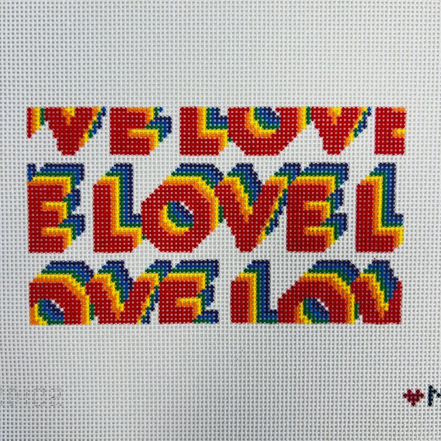 LOVE RAINBOW BLOCK ACRYLIC CLUTCH INSERT needlepoint canvas - Bargello Needlepoint