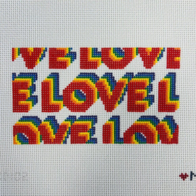 LOVE RAINBOW BLOCK ACRYLIC CLUTCH INSERT needlepoint canvas - Bargello Needlepoint