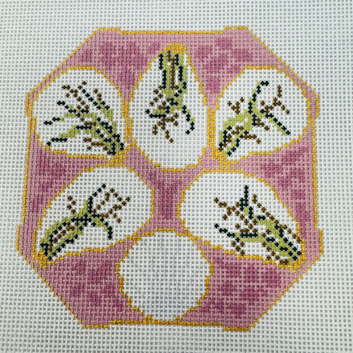 Mauve Oyster Plate 18 count needlepoint canvas - Bargello Needlepoint