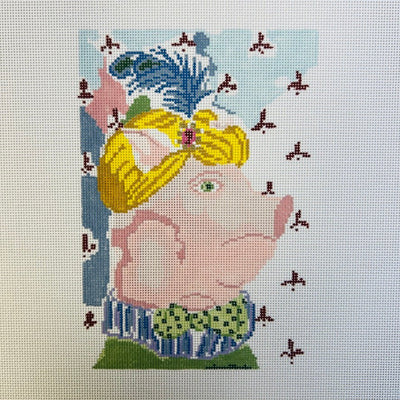 Menagerie Collection - Pig needlepoint canvas - Bargello Needlepoint