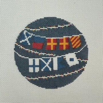 Merry Christmas in Nautical Flags Ornament needlepoint canvas - Bargello Needlepoint