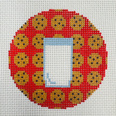MILK & COOKIES ROUND ORNAMENT needlepoint canvas - Bargello Needlepoint