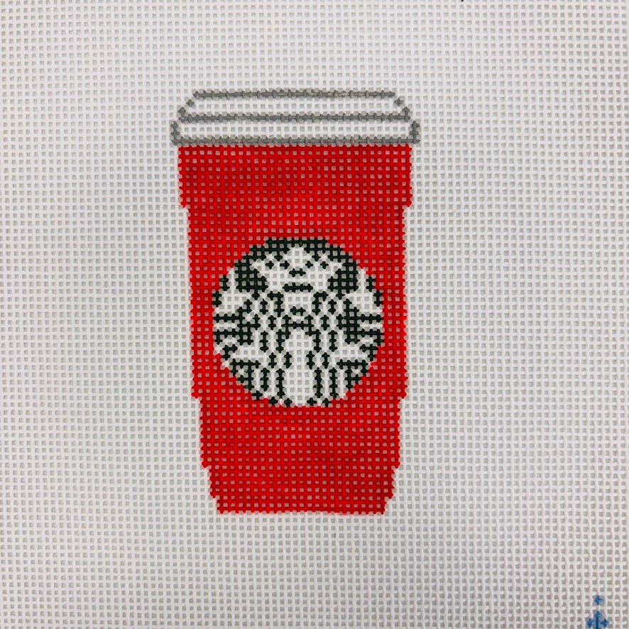 Mini Disposable Coffee Cup needlepoint canvas - Bargello Needlepoint