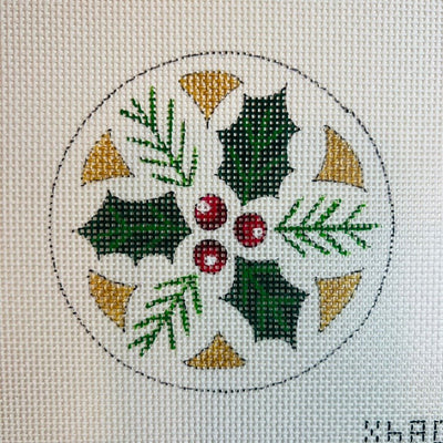Misteltoe with Gold Accents Ornament needlepoint canvas - Bargello Needlepoint