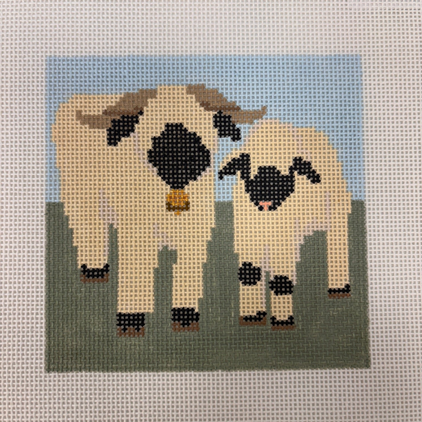 Mom & Baby Sheep Coaster needlepoint canvas - Bargello Needlepoint