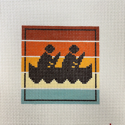 Multi Color Rec Sign - Canoeing Coaster needlepoint canvas - Bargello Needlepoint