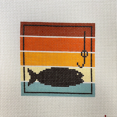 Multi Color Rec Sign - Fishing Coaster needlepoint canvas - Bargello Needlepoint