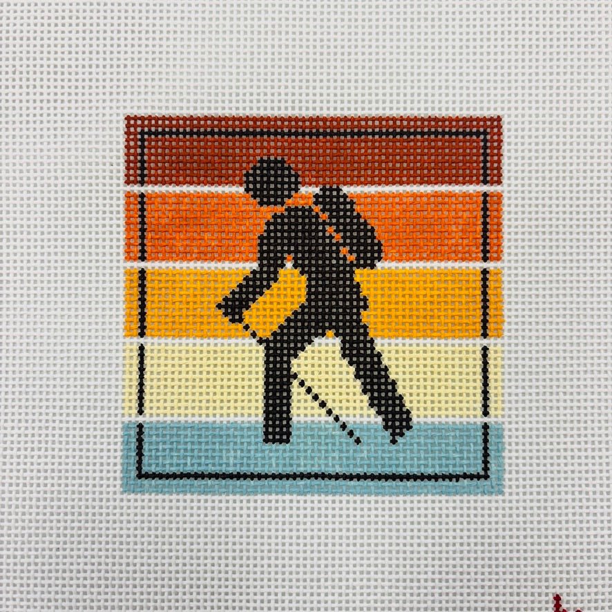 Multi Color Rec Sign - Hiker Coaster needlepoint canvas - Bargello Needlepoint