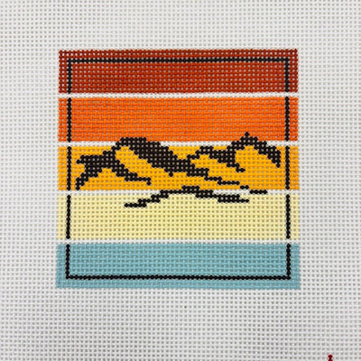 Multi Color Rec Sign - Mountains Coaster needlepoint canvas - Bargello Needlepoint