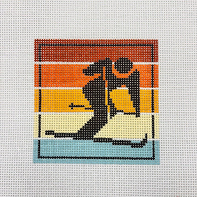 Multi Color Rec Sign - Skier Coaster needlepoint canvas - Bargello Needlepoint