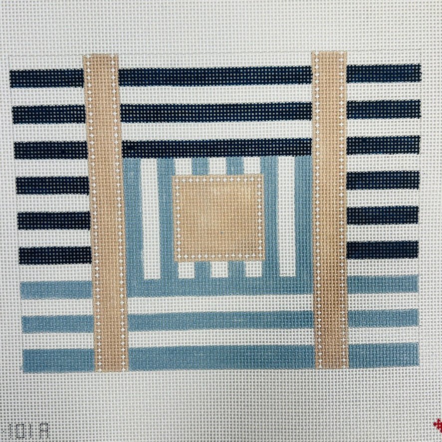 MULTI STRIPE TOTE (NAVY SKY) needlepoint canvas - Bargello Needlepoint