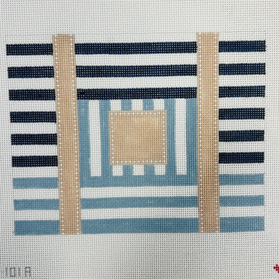 MULTI STRIPE TOTE (NAVY SKY) needlepoint canvas - Bargello Needlepoint