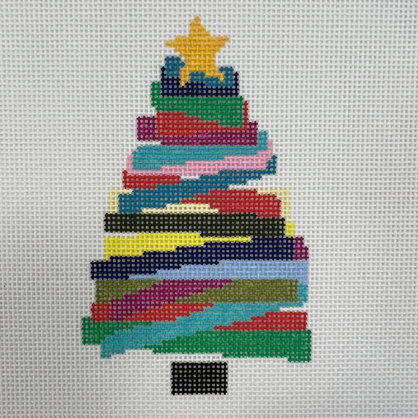Multicolored Christmas Tree Ornament needlepoint canvas - Bargello Needlepoint