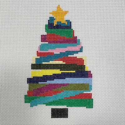 Multicolored Christmas Tree Ornament needlepoint canvas - Bargello Needlepoint