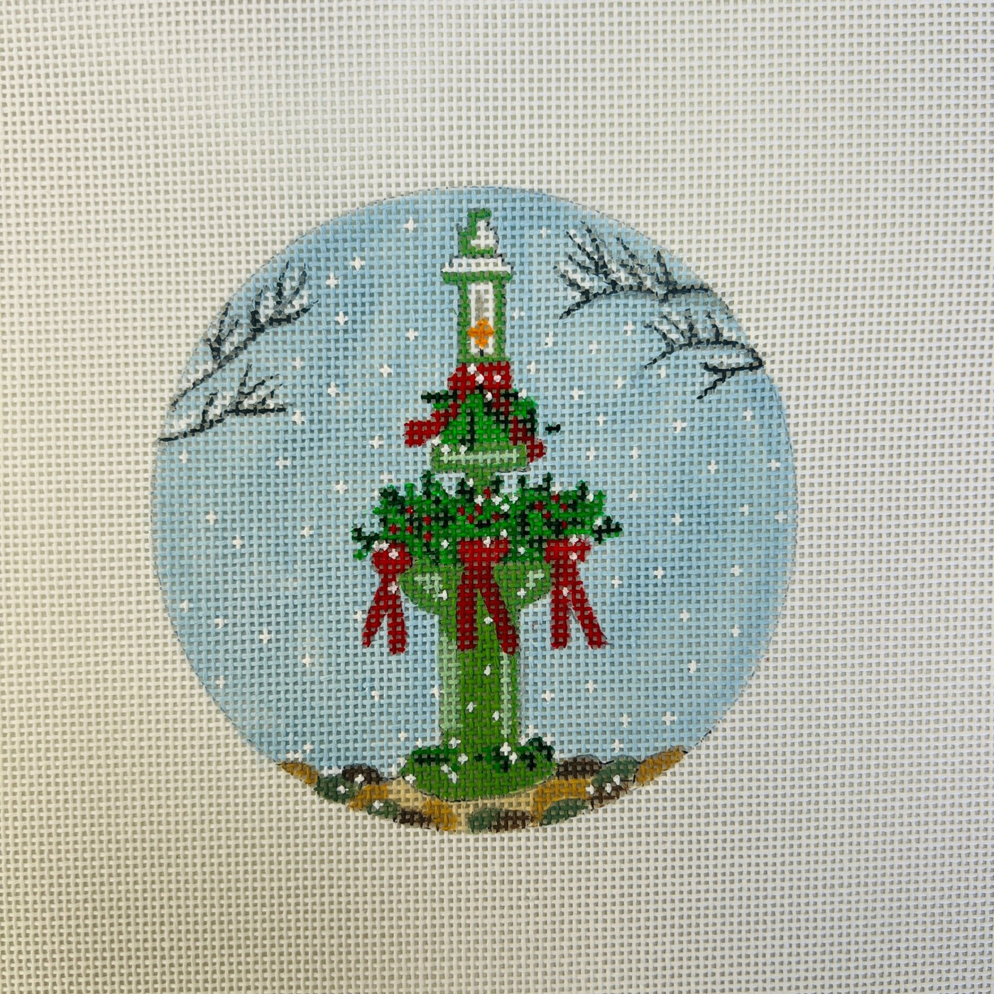 Nantucket Lamp Post Ornament needlepoint canvas - Bargello Needlepoint