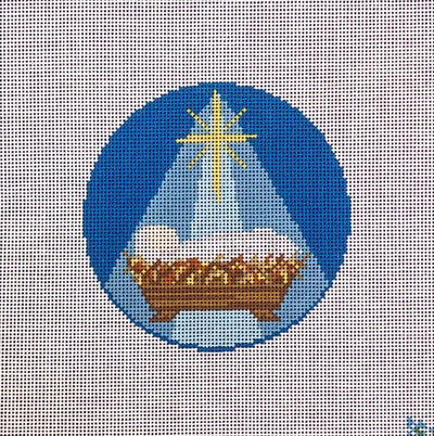 Nativity - Baby in Manger Ornament needlepoint canvas - Bargello Needlepoint