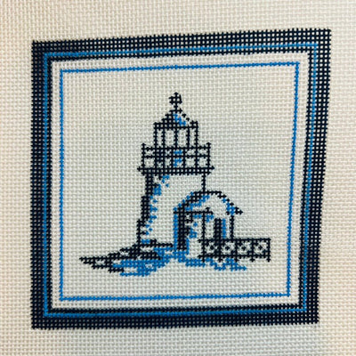 Nautical Coaster - Lighthouse in Blu needlepoint canvas - Bargello Needlepoint