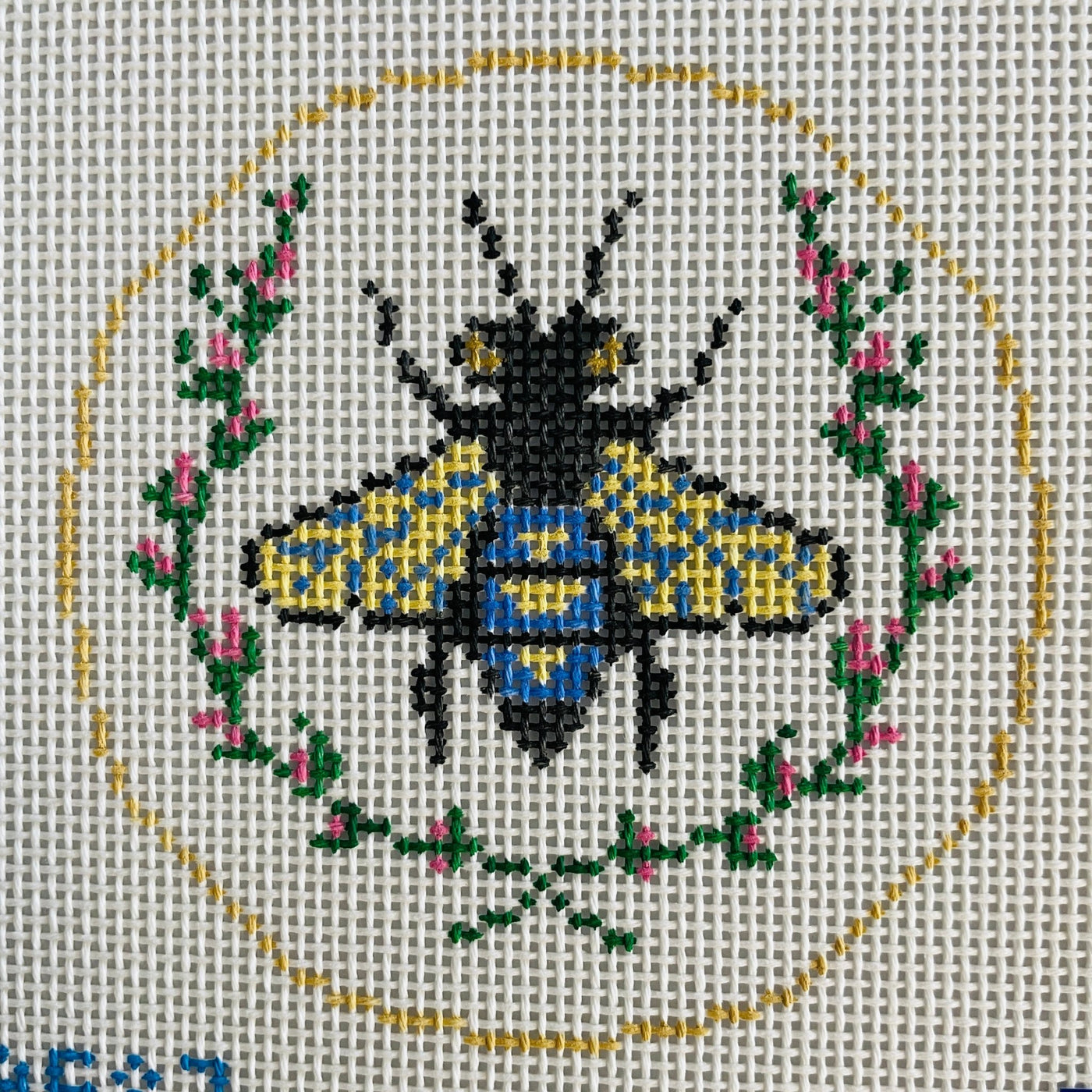 Navy Bee Insert needlepoint canvas - Bargello Needlepoint
