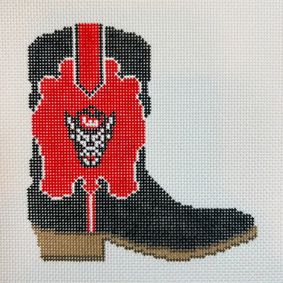 NC State University Cowbody Boot needlepoint canvas - Bargello Needlepoint
