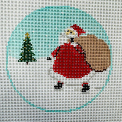 North Pole Needlepoint Canvas: Santa with Toy Sack Ornament with stitch guide needlepoint canvas - Bargello Needlepoint