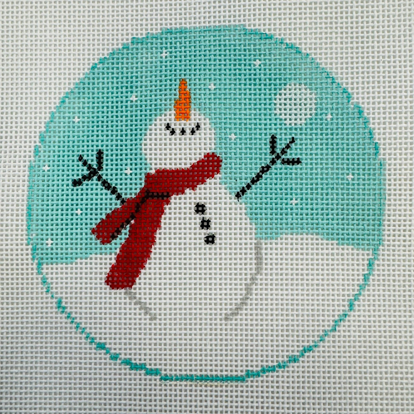 North Pole Needlepoint Canvas: Snowman Ornament with stitch guide needlepoint canvas - Bargello Needlepoint