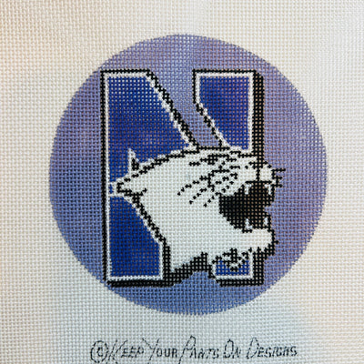 Northwestern University Wildcats Round needlepoint canvas - Bargello Needlepoint