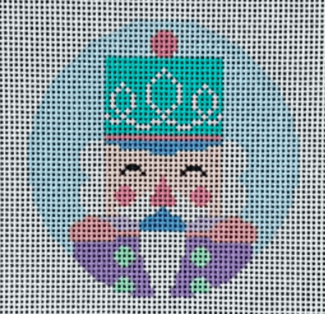 NUTCRACKER GREY ROUND ORNAMENT needlepoint canvas - Bargello Needlepoint