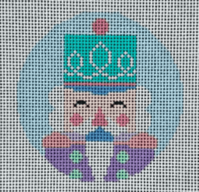 NUTCRACKER GREY ROUND ORNAMENT needlepoint canvas - Bargello Needlepoint