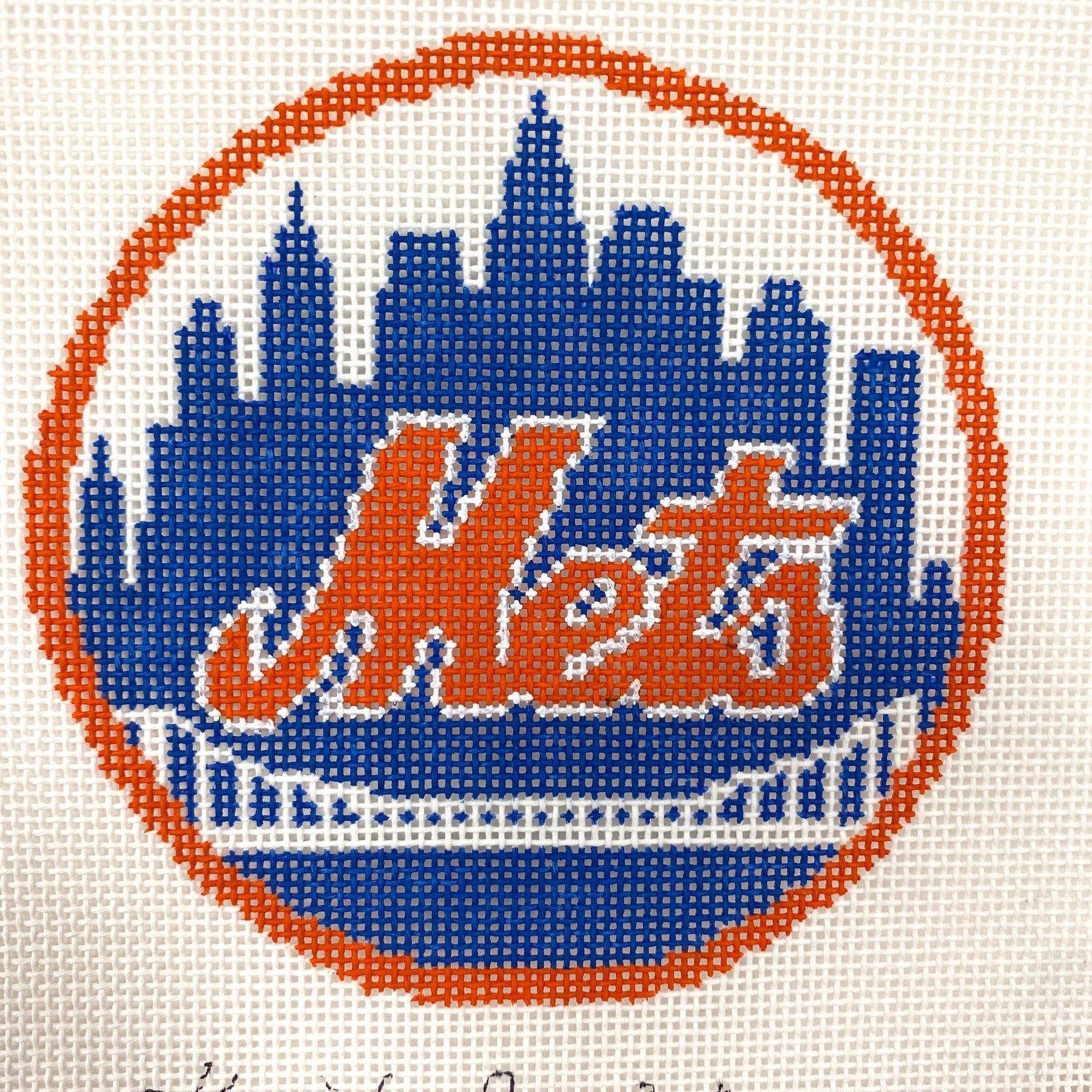 Mets Round, Ornament Size Needlepoint Canvas – Bargello Needlepoint