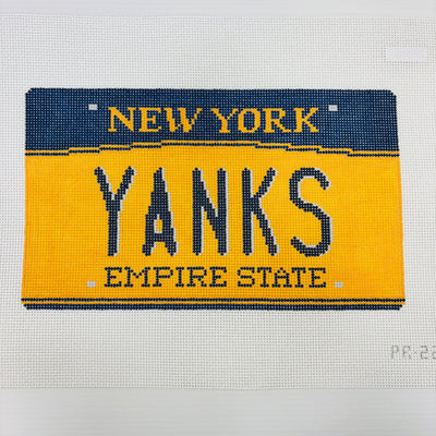 NY Yankees Yanks License Plate needlepoint canvas - Bargello Needlepoint