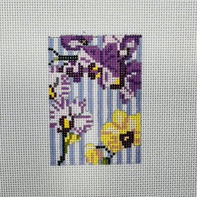 Orchid Luggage Tag needlepoint canvas - Bargello Needlepoint