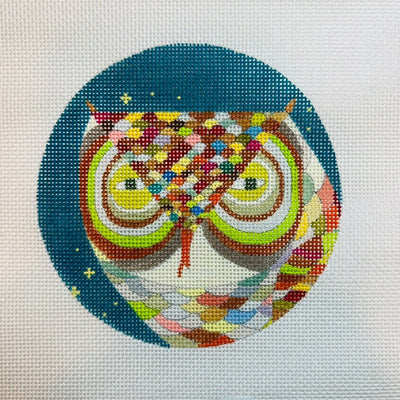 Owl with Stary Night Ornament needlepoint canvas - Bargello Needlepoint