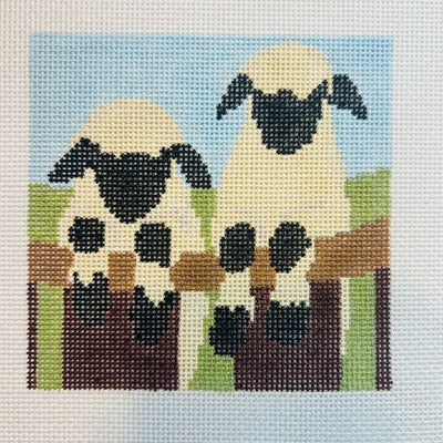 Pair of Sheep Coaster needlepoint canvas - Bargello Needlepoint