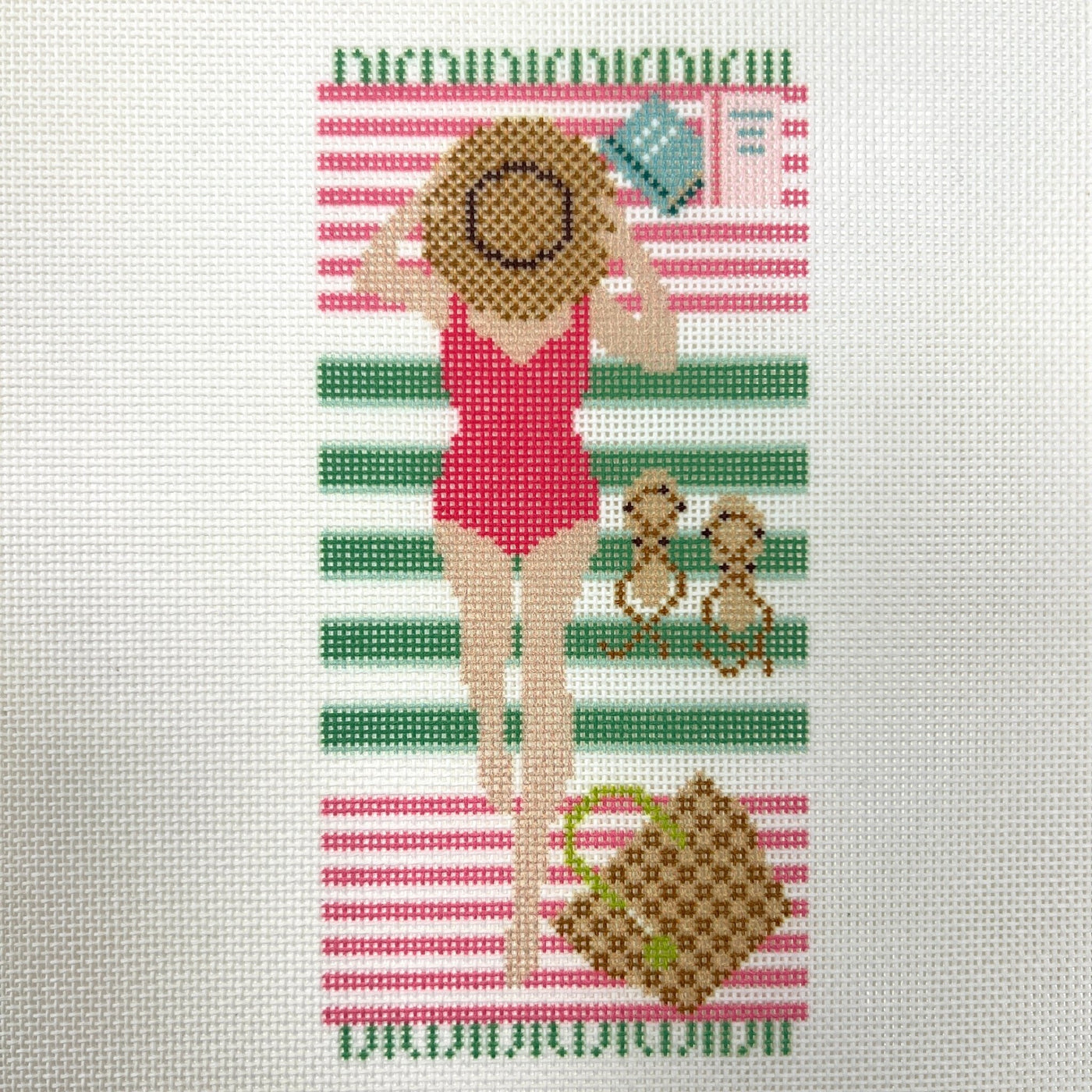 Palm Beach Sunbather Eyeglass Case needlepoint canvas - Bargello Needlepoint