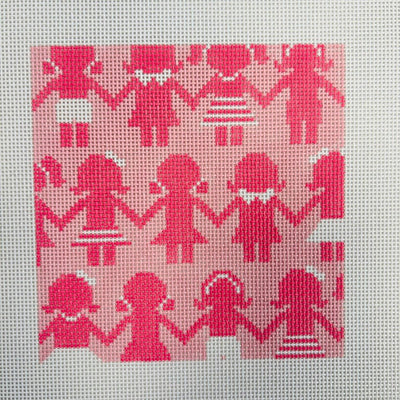 PAPER DOLLS 6X6 (PINKS) needlepoint canvas - Bargello Needlepoint